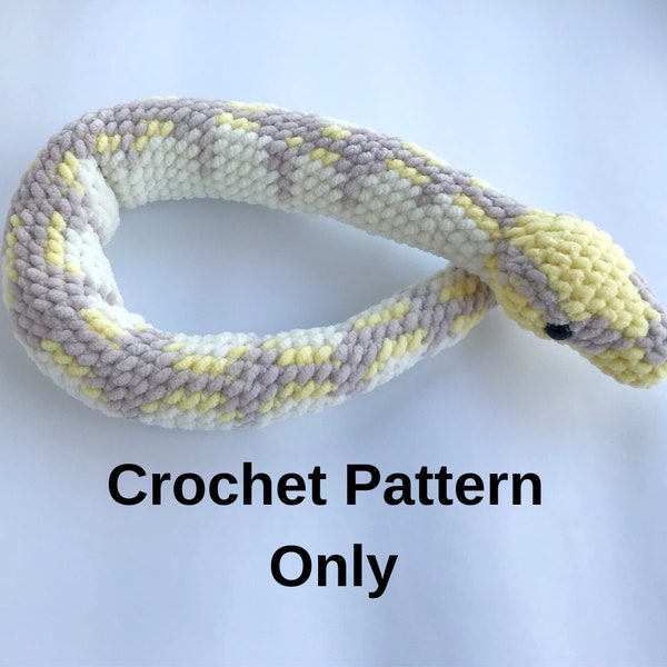 Crochet Pattern Digital White Ball Python Snake Plush Toy