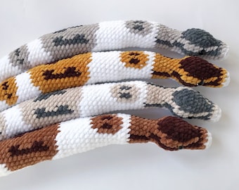 Pied Ball Python Snake plush , Stuffed Reptile Lovers gift, Cute Snake Decor for Photo Props