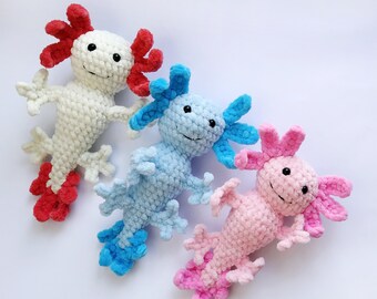 Axolotl plush toy, Axolotl Pink Amigurumi Plush , Little  Axolotl Blue