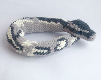 Axanthic Pied Ball Python Snake Plush , Cute Snake for Jungle Decor