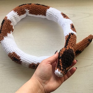 Pied Ball Python Snake plush, Stuffed Reptile Lovers gift, Cute Snake Decor for Photo Props