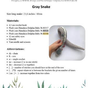 Crochet Pattern Gray Ball Python Snake plush image 2