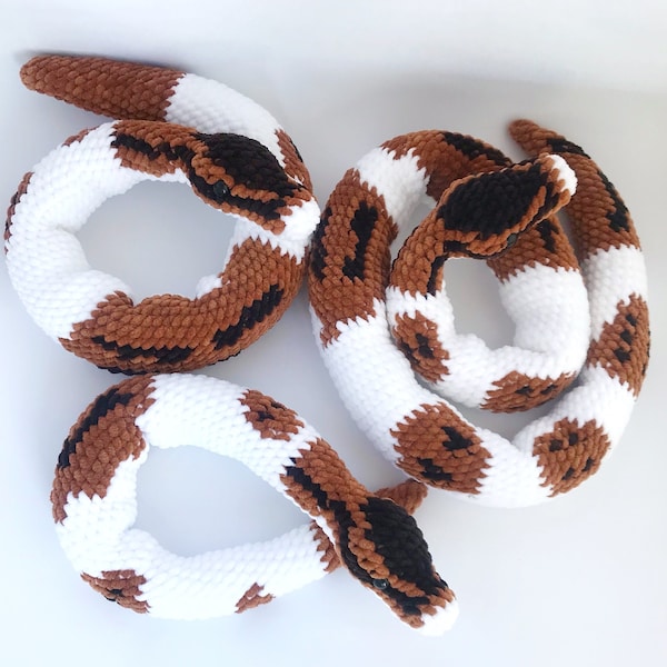 Pied Ball Python Snake plush , Stuffed Reptile Lovers gift, Cute Snake Decor for Photo Props