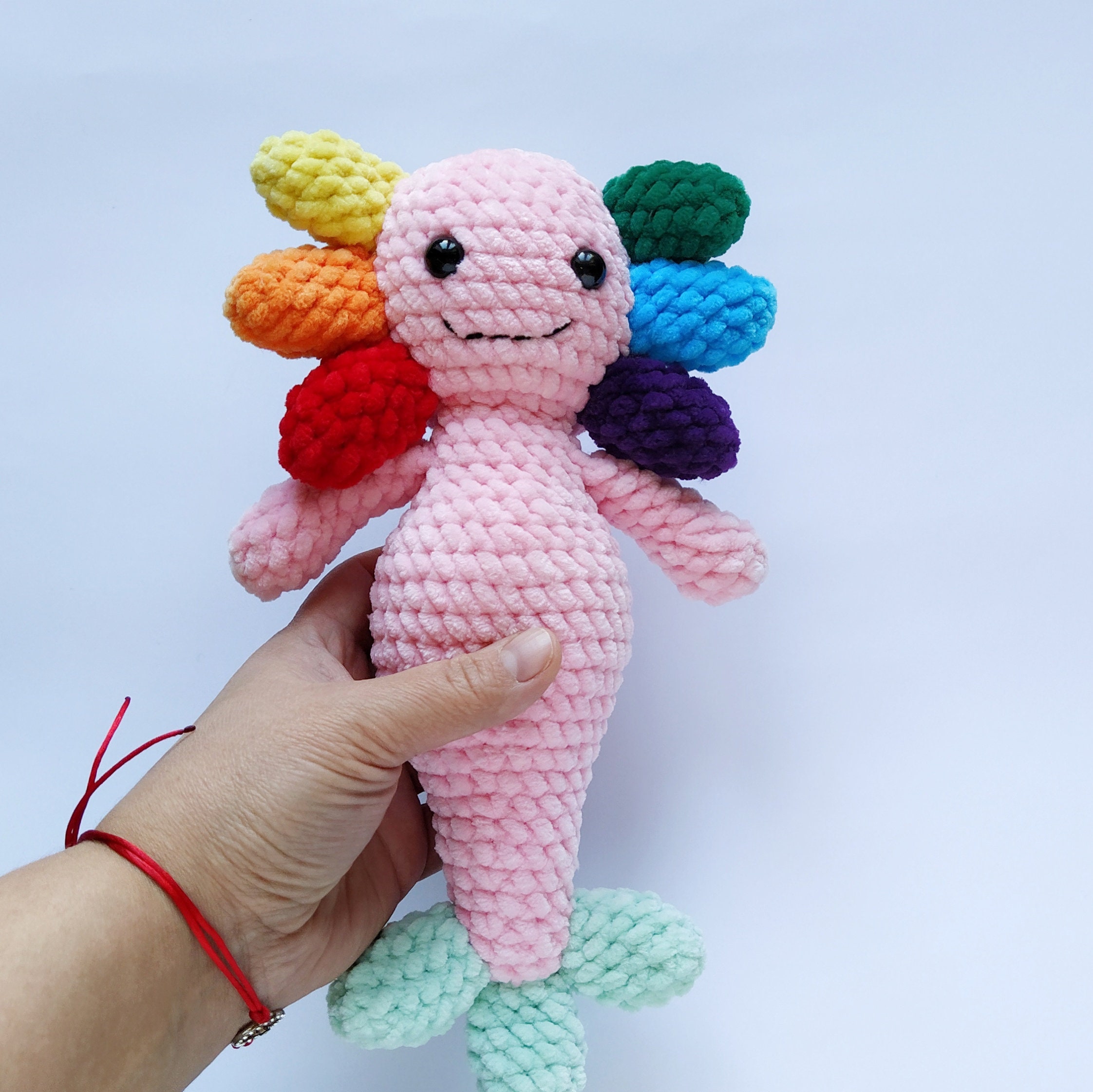 Rainbow Axolotl Plushie Axolotl Pink Amigurumi Pride Axolotl Plush rainbow-axolotl-plushie-axolotl-pink-amigurumi-pride-axolotl-plush