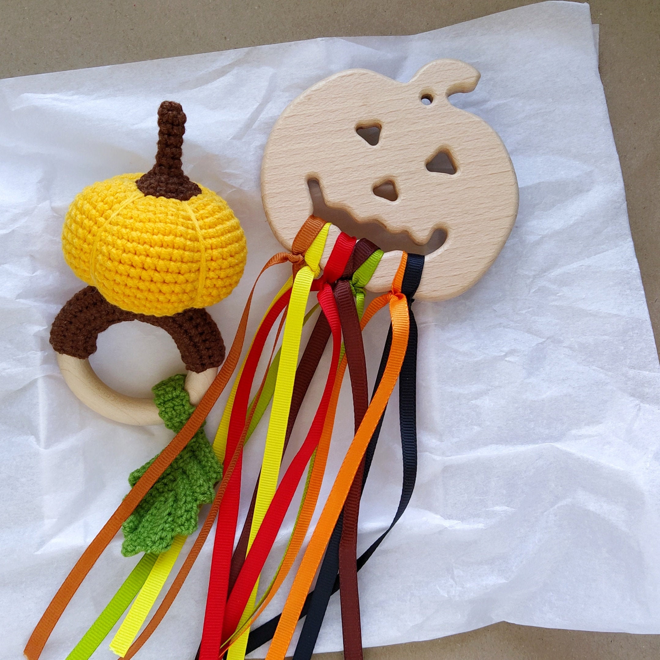 My First Halloween Pumpkin Rattle Toy Pumpkin Teether Sensory - Etsy