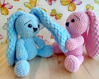 Easter Crochet bunny rabbit toy for kids Personalized bunny ears Baby shower gift