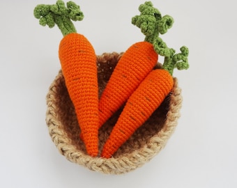 Carrot Baby Rattle  Baby shower gift First Easter basket stuffer Crochet Play food vegetables