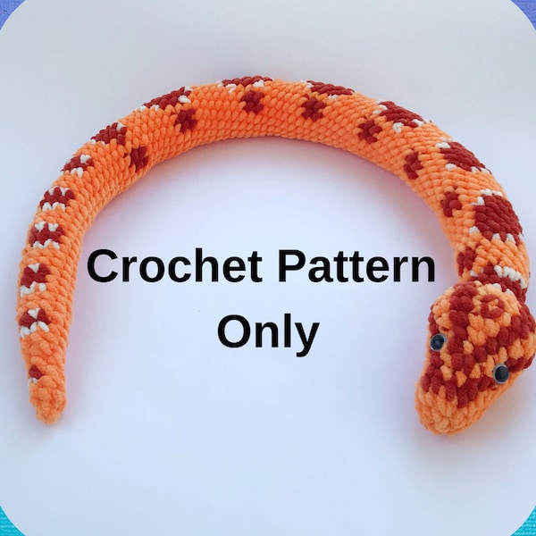 Crochet Pattern Orange Corn Snake plush