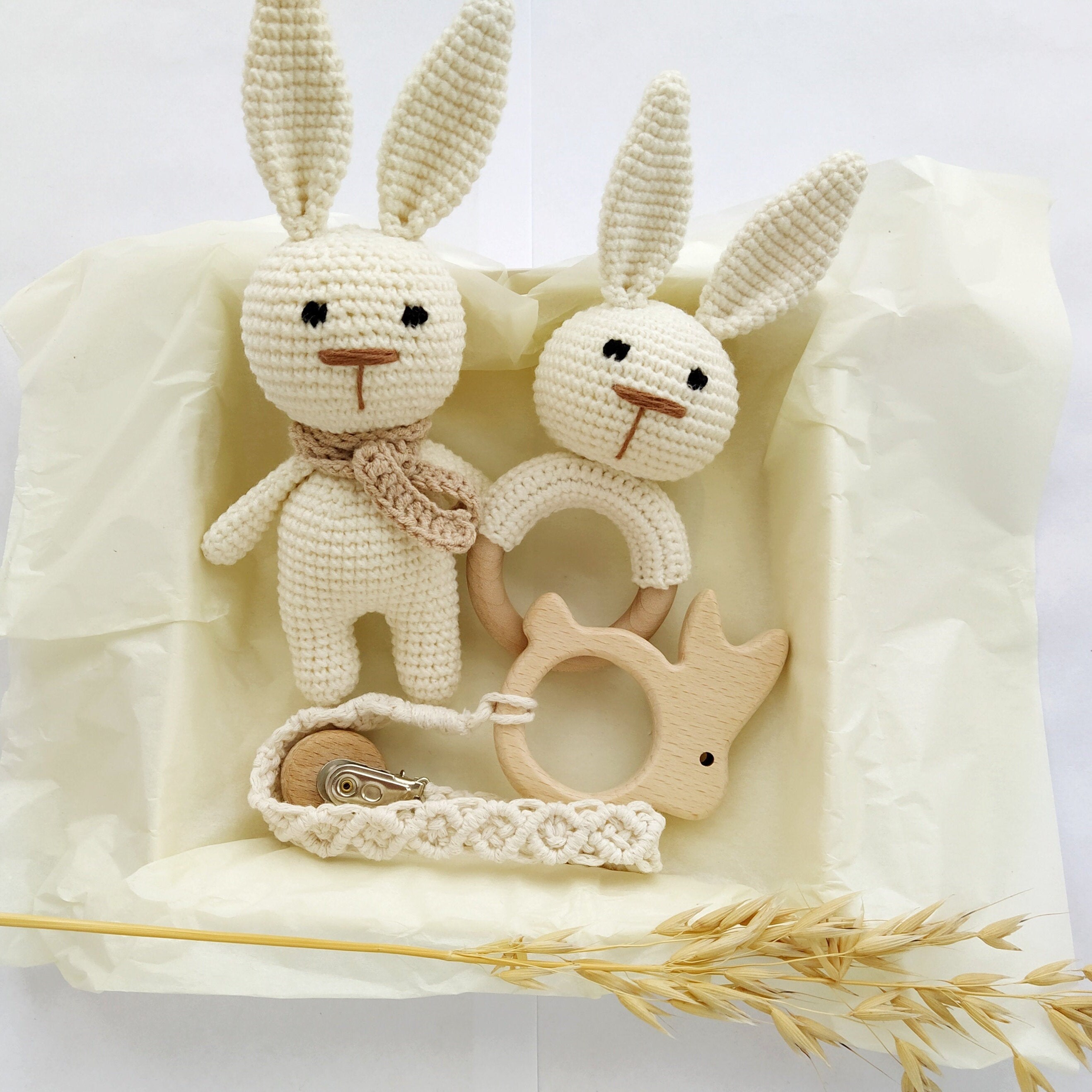 Unisex baby basket Neutral gift basket with Bunny Rabbit Etsy
