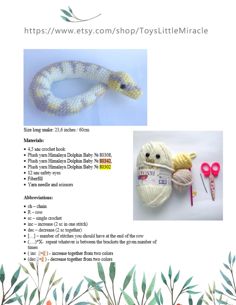 Crochet Pattern Digital White Ball Python Snake Plush Toy - Etsy