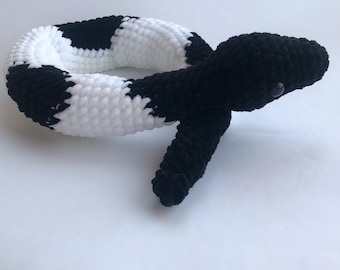 Panda Pied Ball Python Snake plush , Cute Snake Decor for Photo Props, Stuffed Reptile Lovers gift