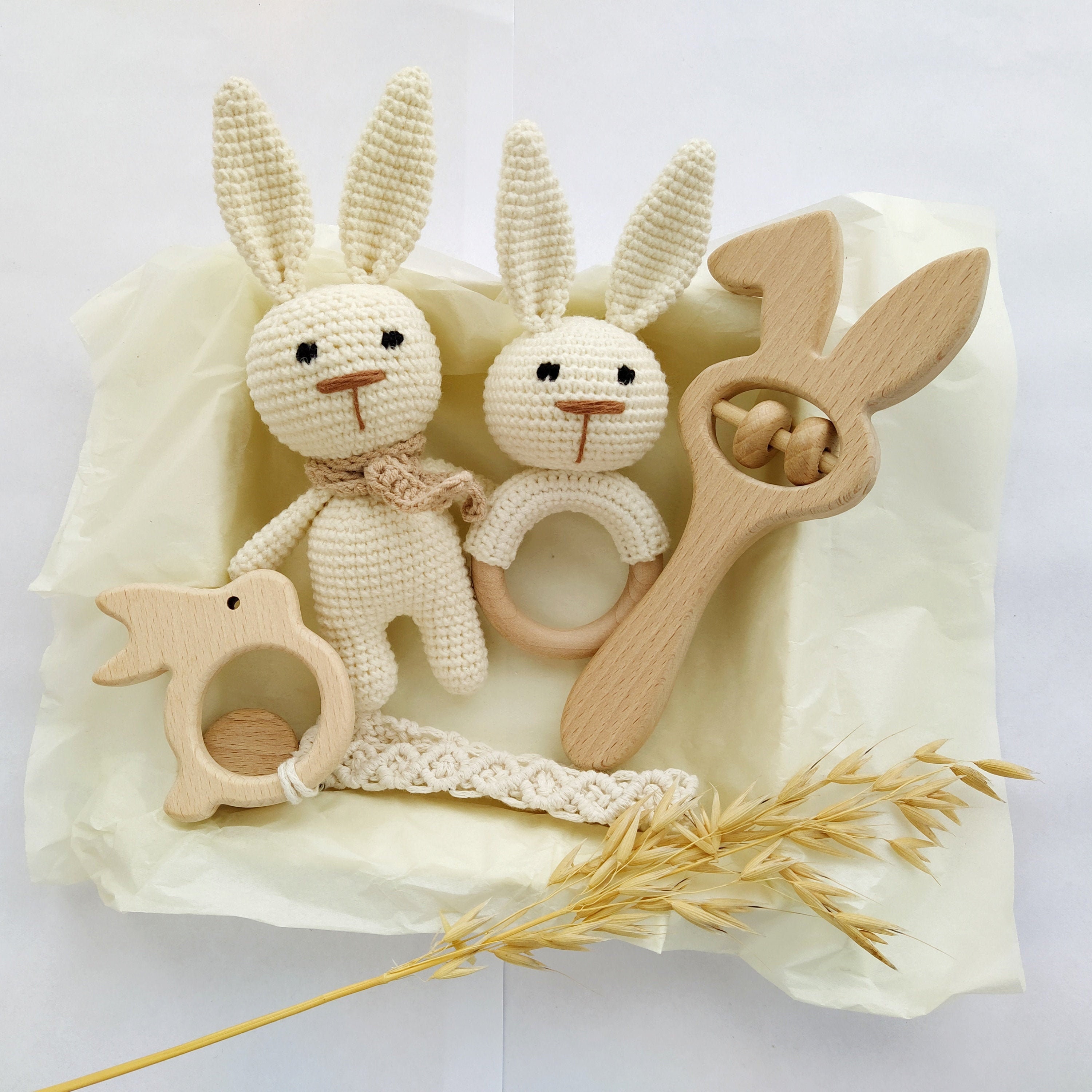 Unisex baby basket Neutral gift basket with Bunny Rabbit Etsy