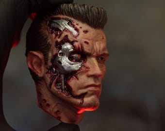 T-800-inspirerad fanart målad magnetisk porträtt
