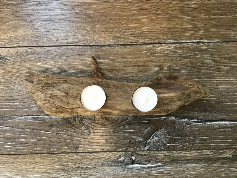 Driftwood Tea Light Candle Holder Driftwood Table Centerpiece Etsy