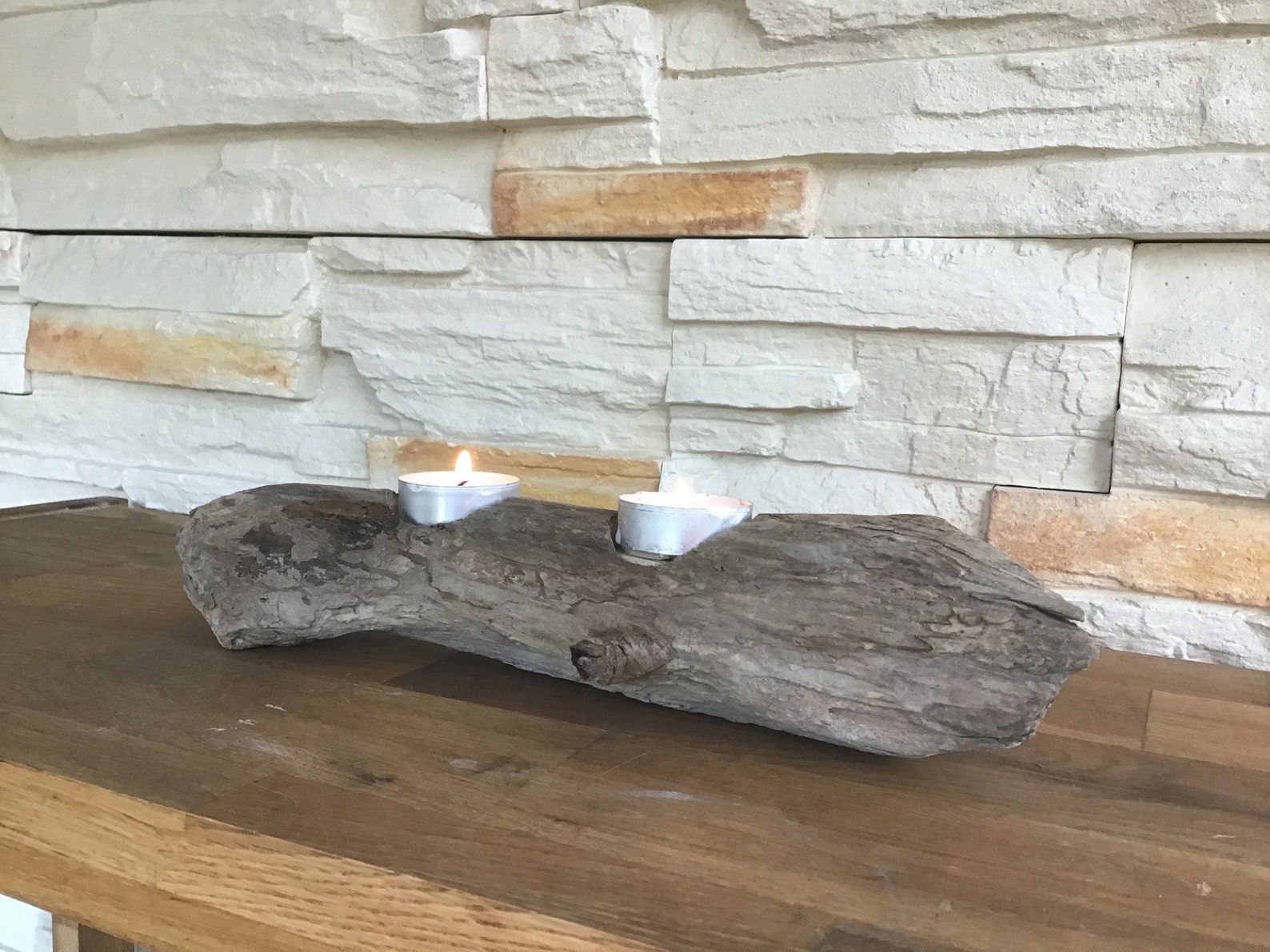 Driftwood Tea Light Candle Holder Driftwood Table Centerpiece Etsy