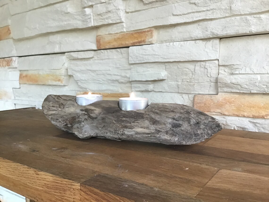 Driftwood Tea Light Candle Holder Driftwood Table Centerpiece Etsy