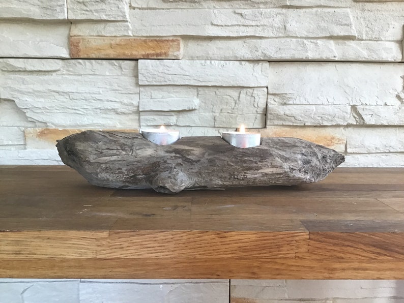 Driftwood Tea Light Candle Holder Driftwood Table Centerpiece Etsy