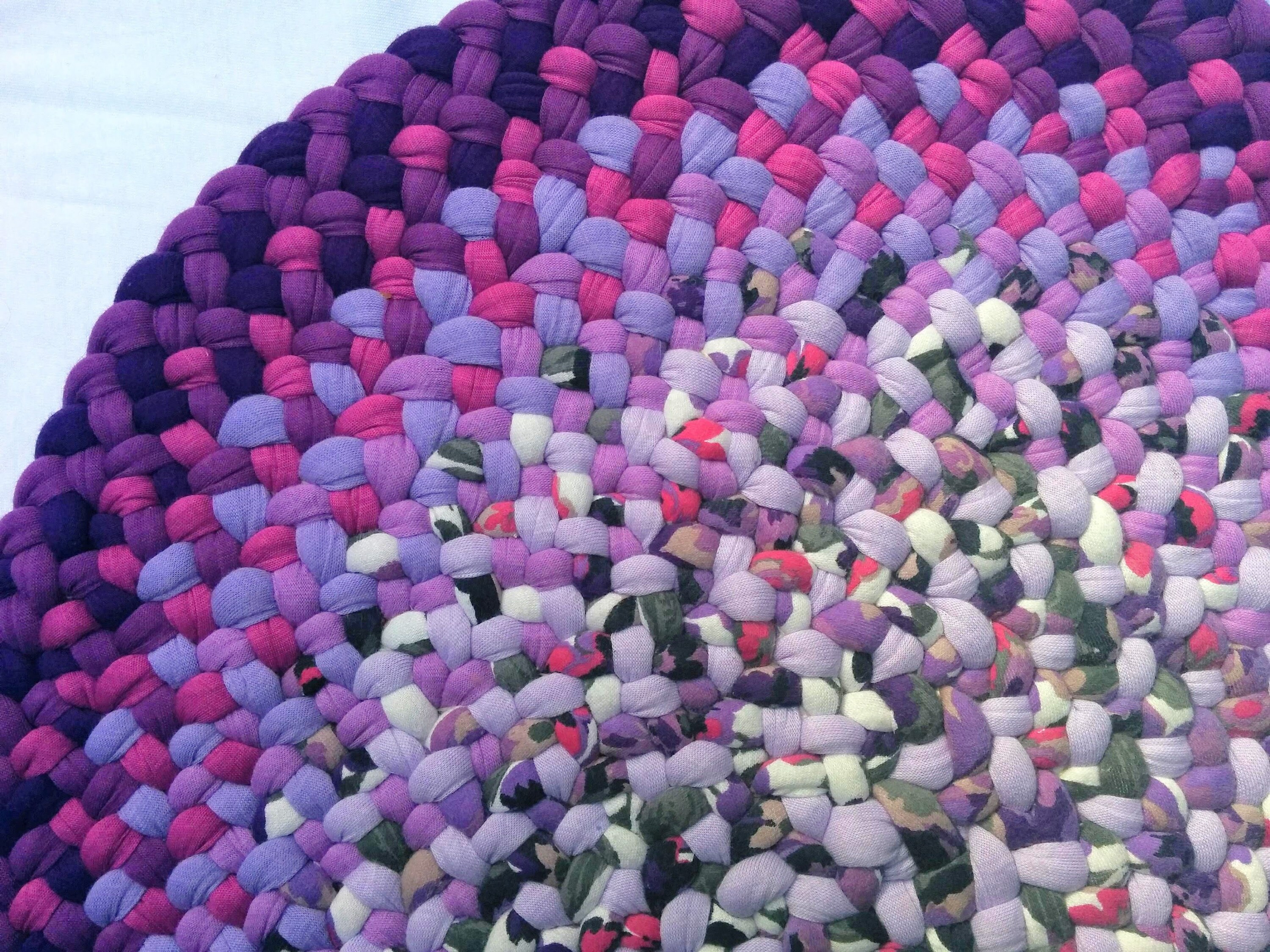 Purple Lilac Heart braided cotton rug MADE TO ORDER your Etsy