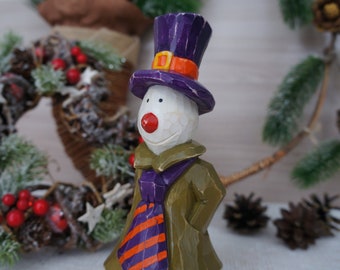 hand carved snowman etsy