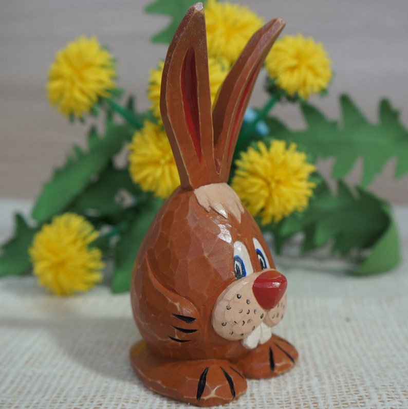 Carved Wooden Easter Bunny wood Rabbit. Etsy