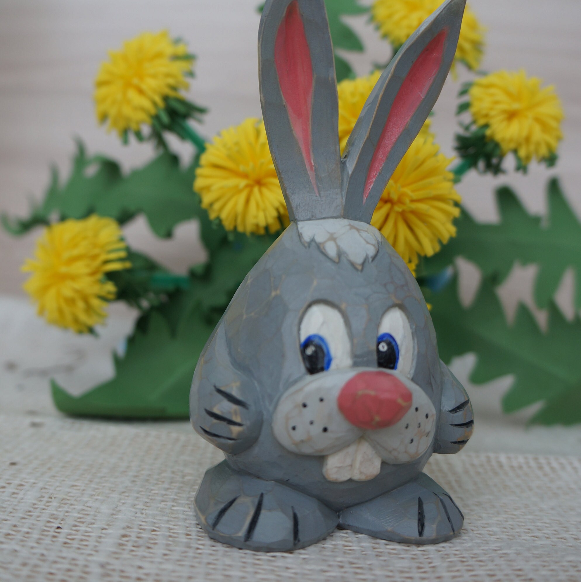 Hand Carved wood Easter Bunny Rabbit wooden sculpture. Etsy