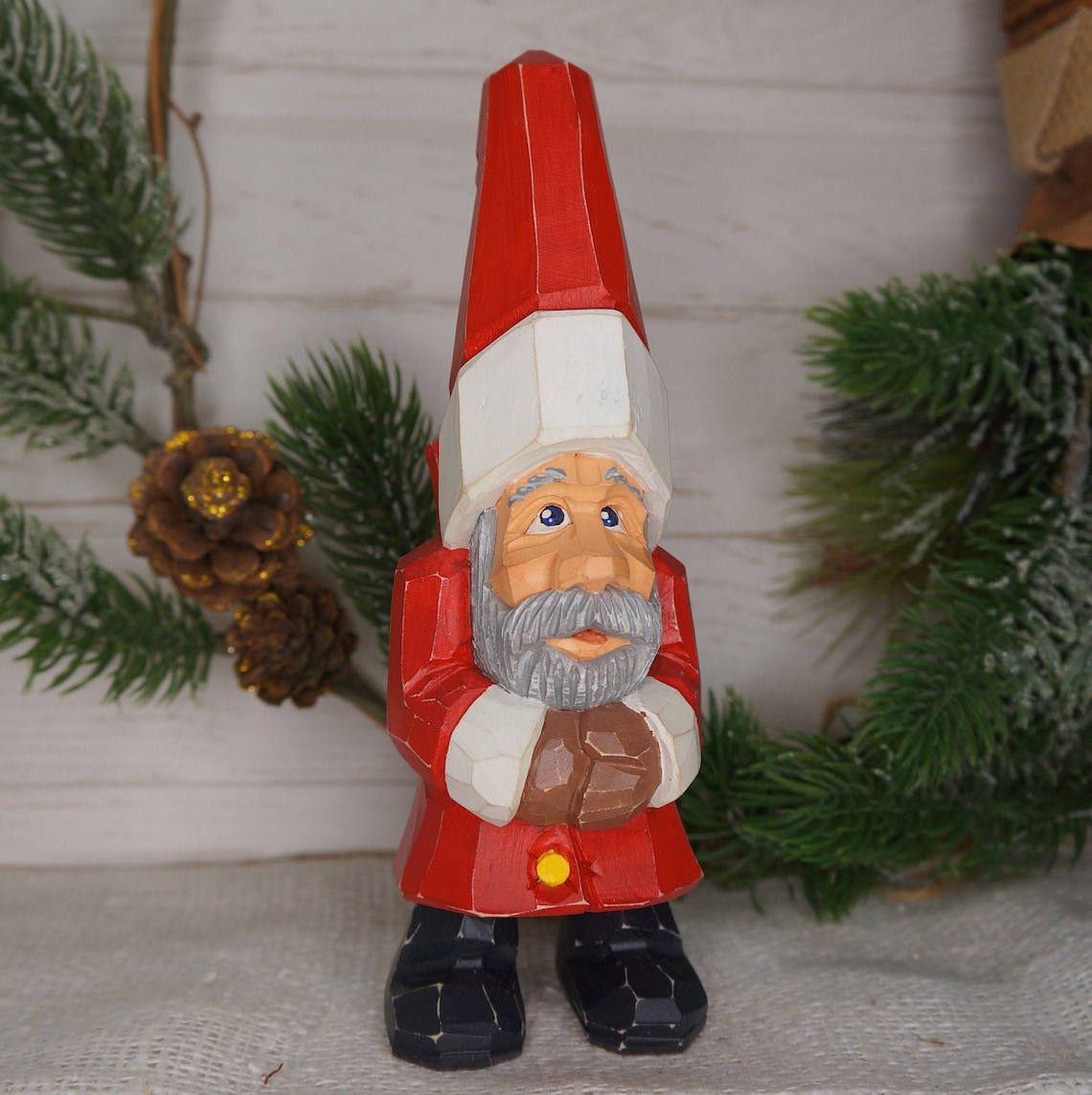 Wooden Carved Santa wooden santas figures. Etsy