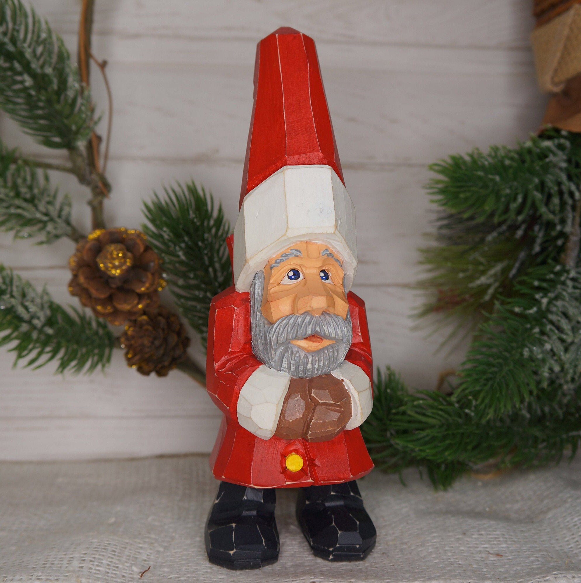 Wooden Carved Santa wooden santas figures. Etsy