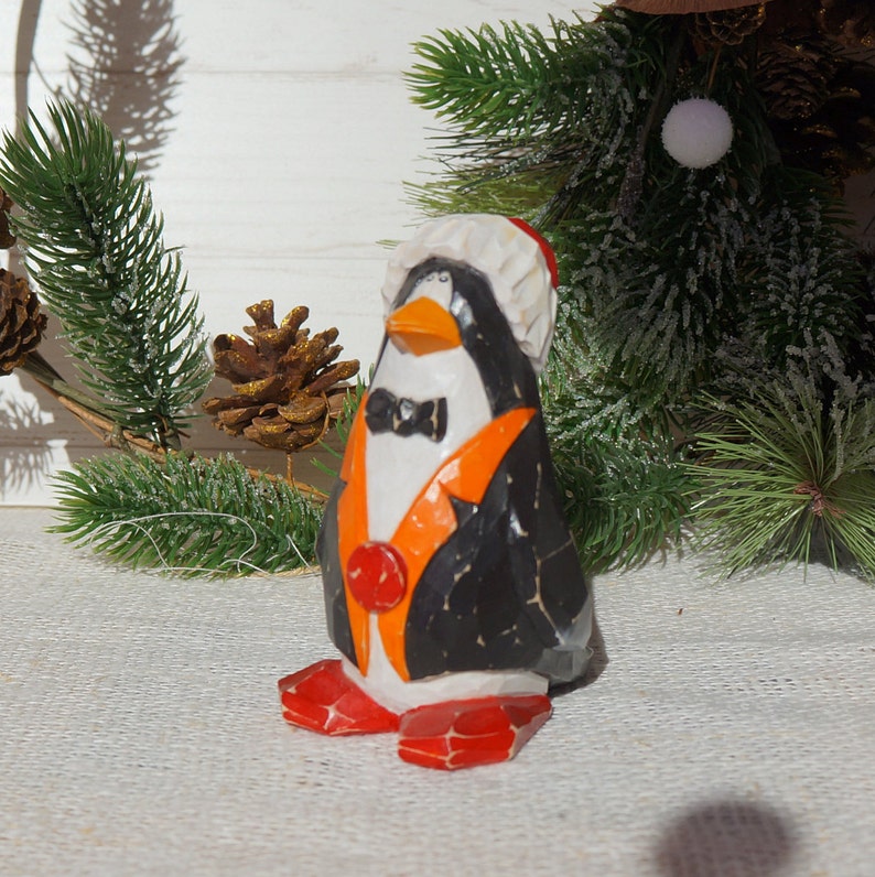 Hand carved Wood penguin. | Etsy