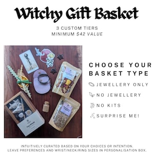 Intuitive Witchy Gift Basket | Custom Ritual Curation Set | Personalised Gothic Jewellery, Simmer Pot, Sweeping Salt Altar Bundle Pack