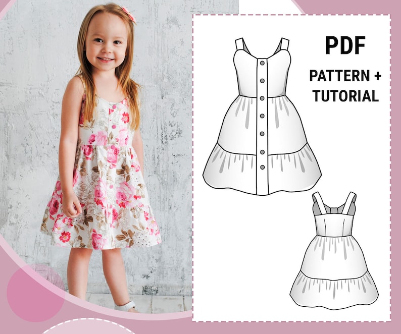 Girls' Summer Sundress Sewing Pattern PDF / Sleeveless Etsy