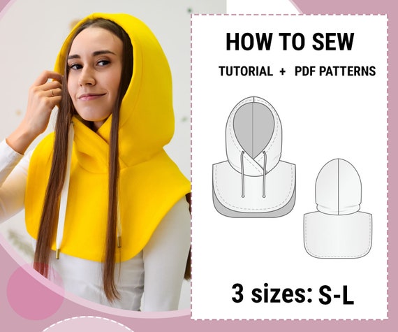 Hood Sewing Pattern Pdf Winter Autumn Spring Hat Sizes S-L | Etsy
