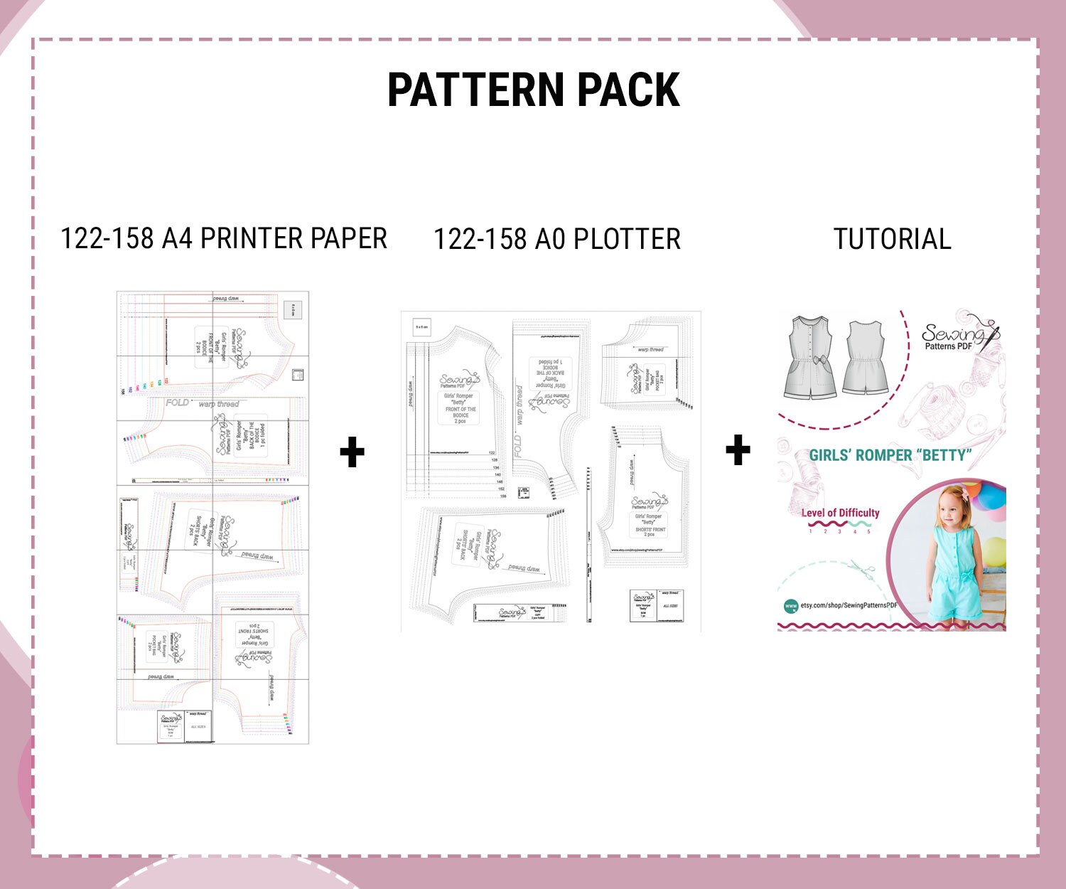 Summer Romper Sewing Pattern for Girls / Sizes 122158 / Etsy