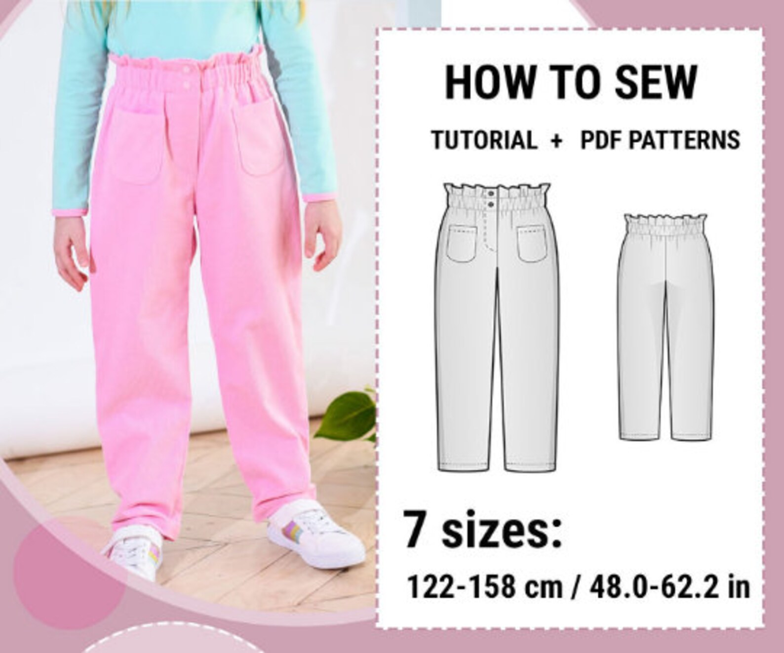 Sweatpants high waisted pants sewing patterns Sweatpants Etsy