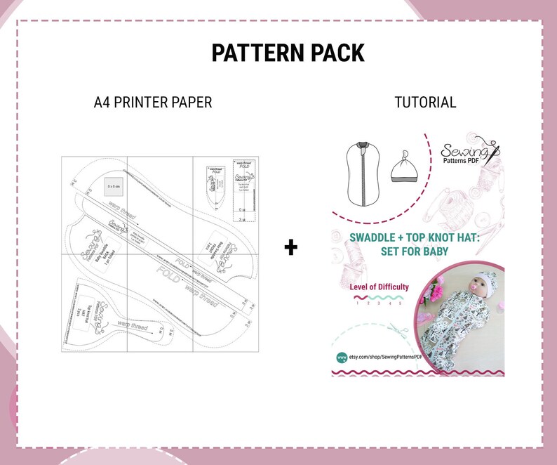Zip up Swaddle Sack and Top Knot Hat Sewing Pattern Etsy