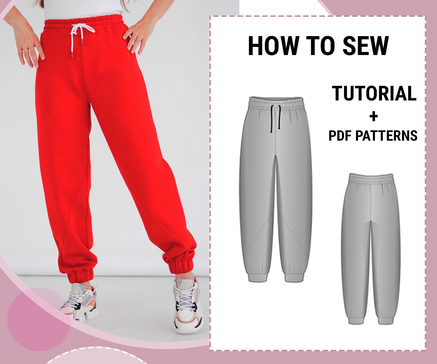 red oversized sweatpants