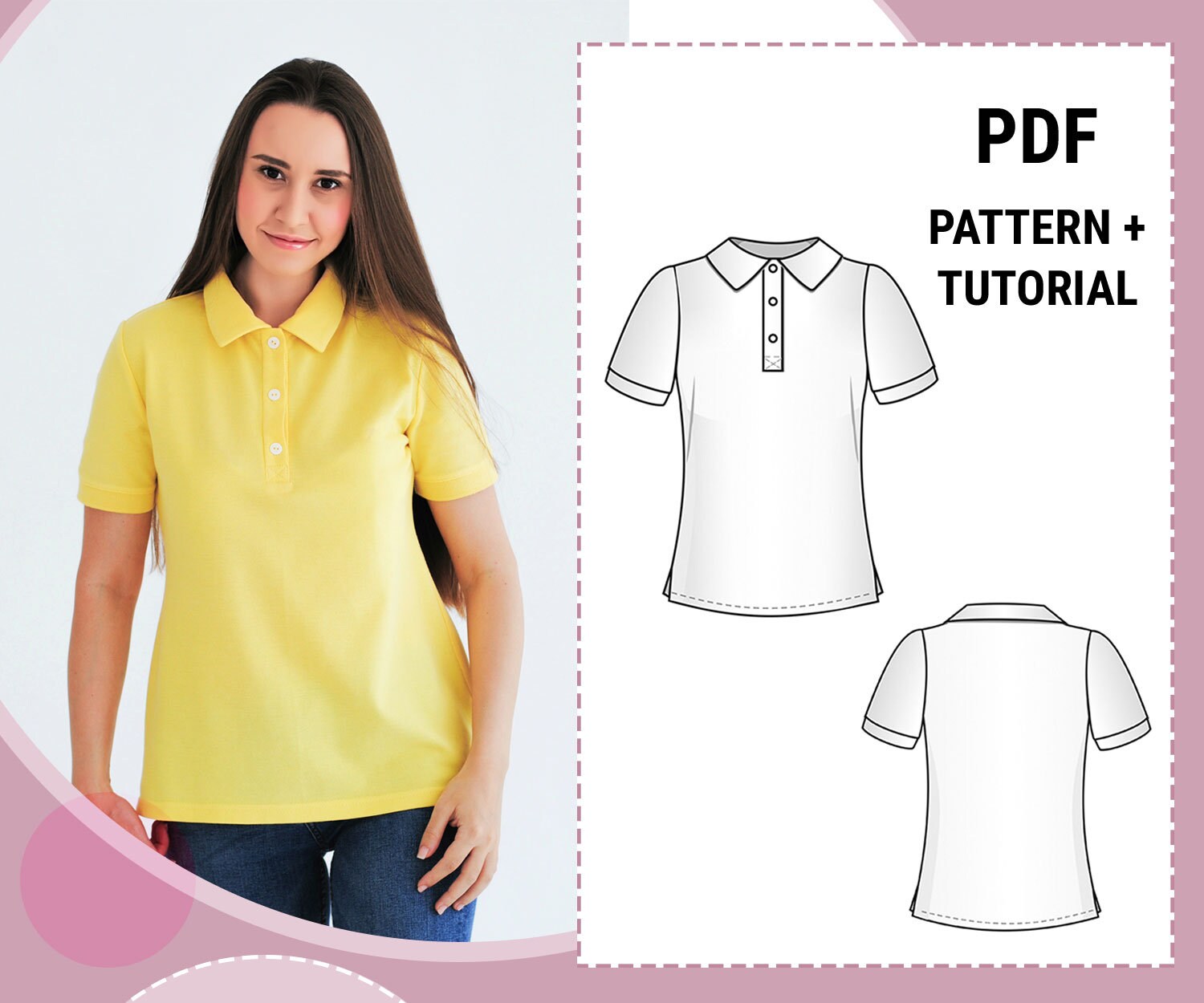 Women's Polo Shirt Sewing Pattern Sizes 3648 EU / Top Etsy