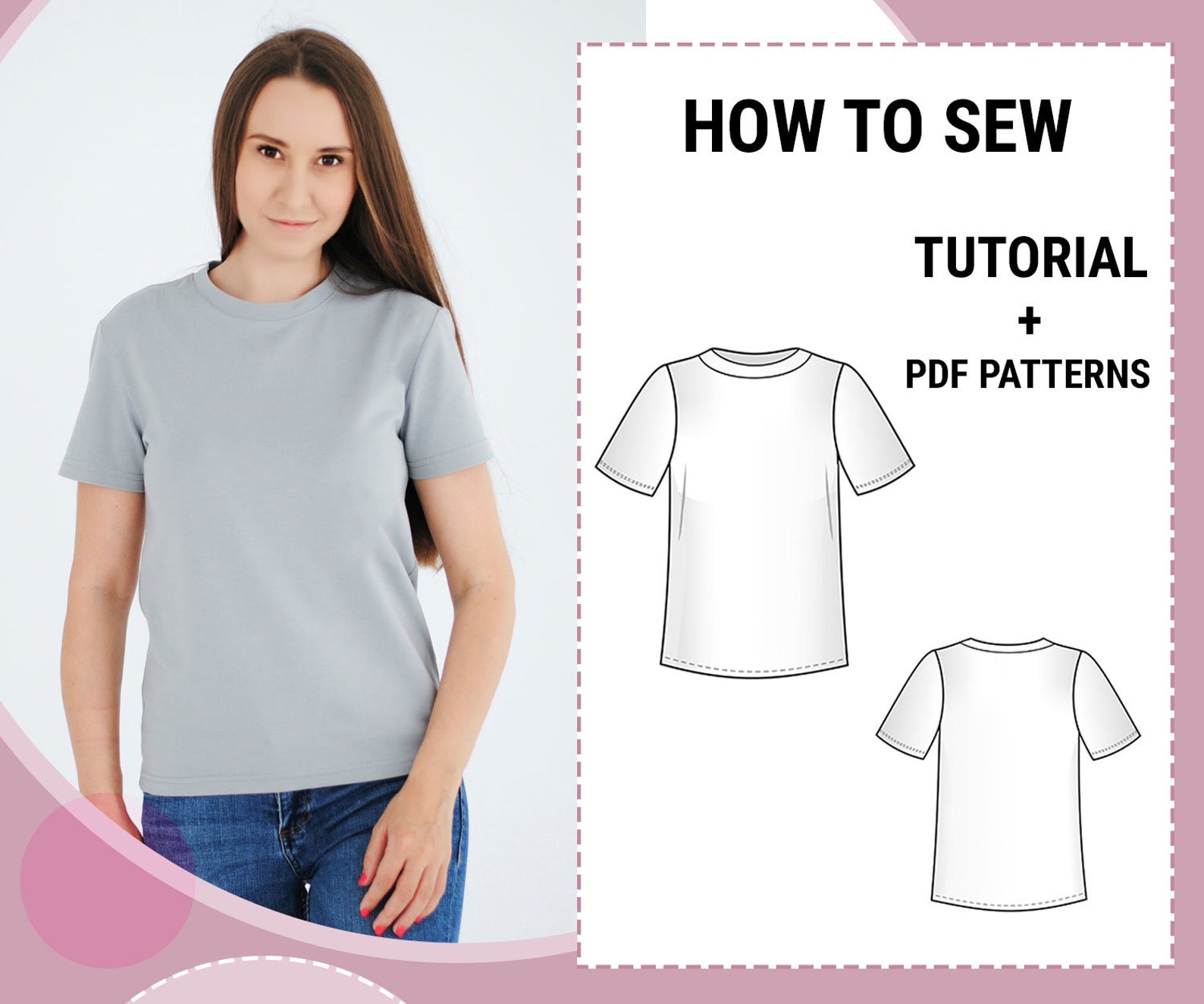 Women's Basic Tee / Tshirt Sewing Pattern and Tutorial / Etsy