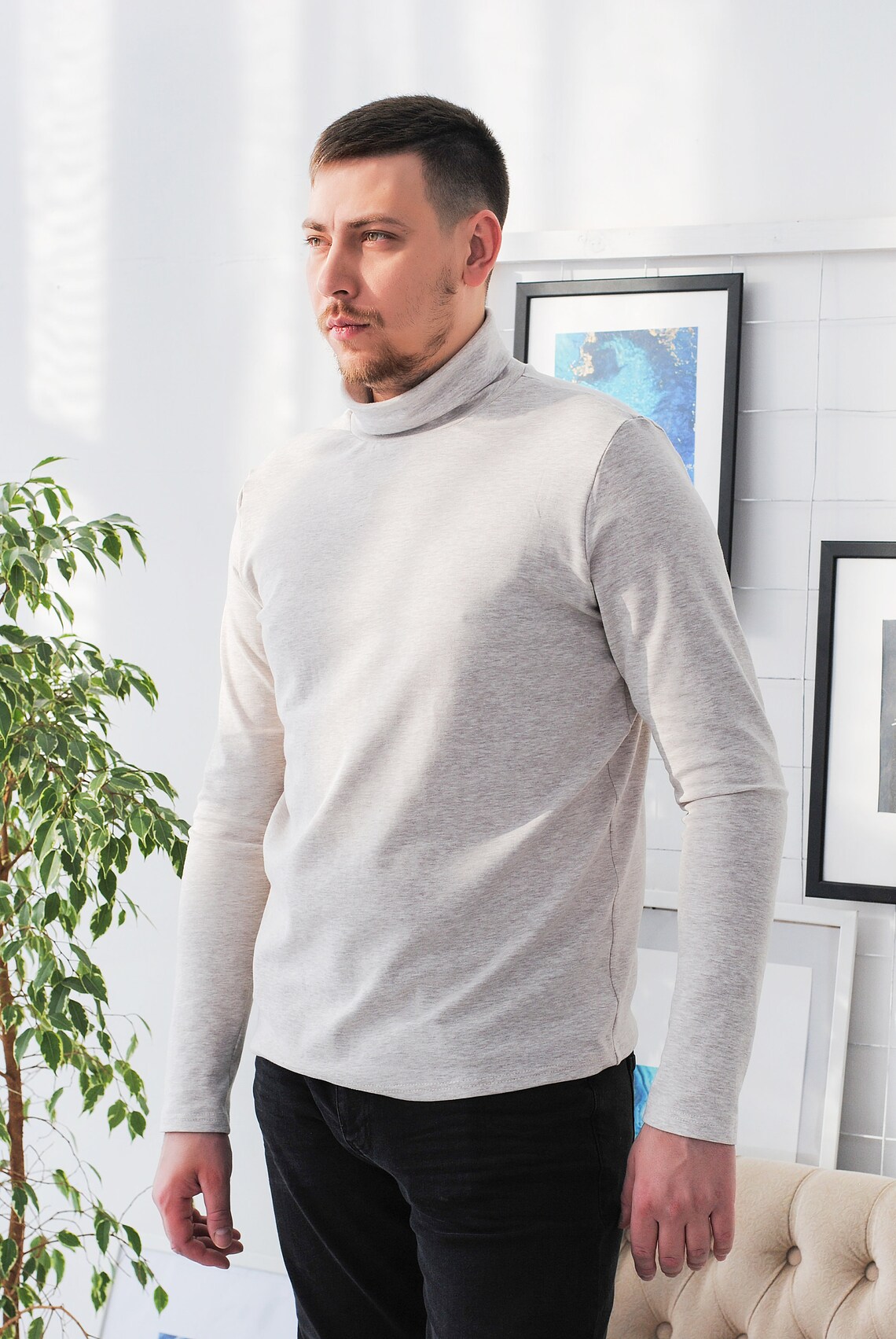 Men's Basic Turtleneck Printable Sewing Pattern PDF / Roll | Etsy