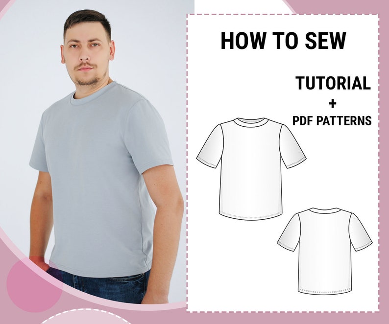 Men's Basic Tee / T-shirt Sewing pattern and Tutorial / | Etsy