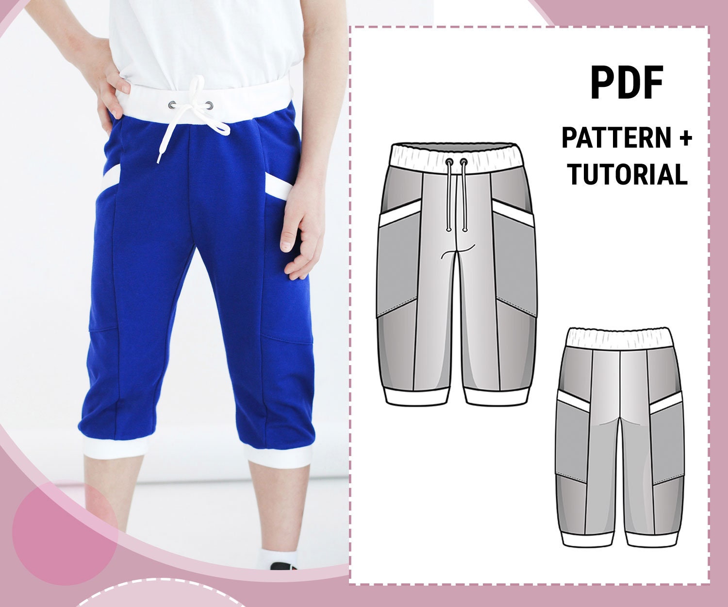 Kids' 3/4 Length Training Pants Sewing Pattern PDF / | Etsy