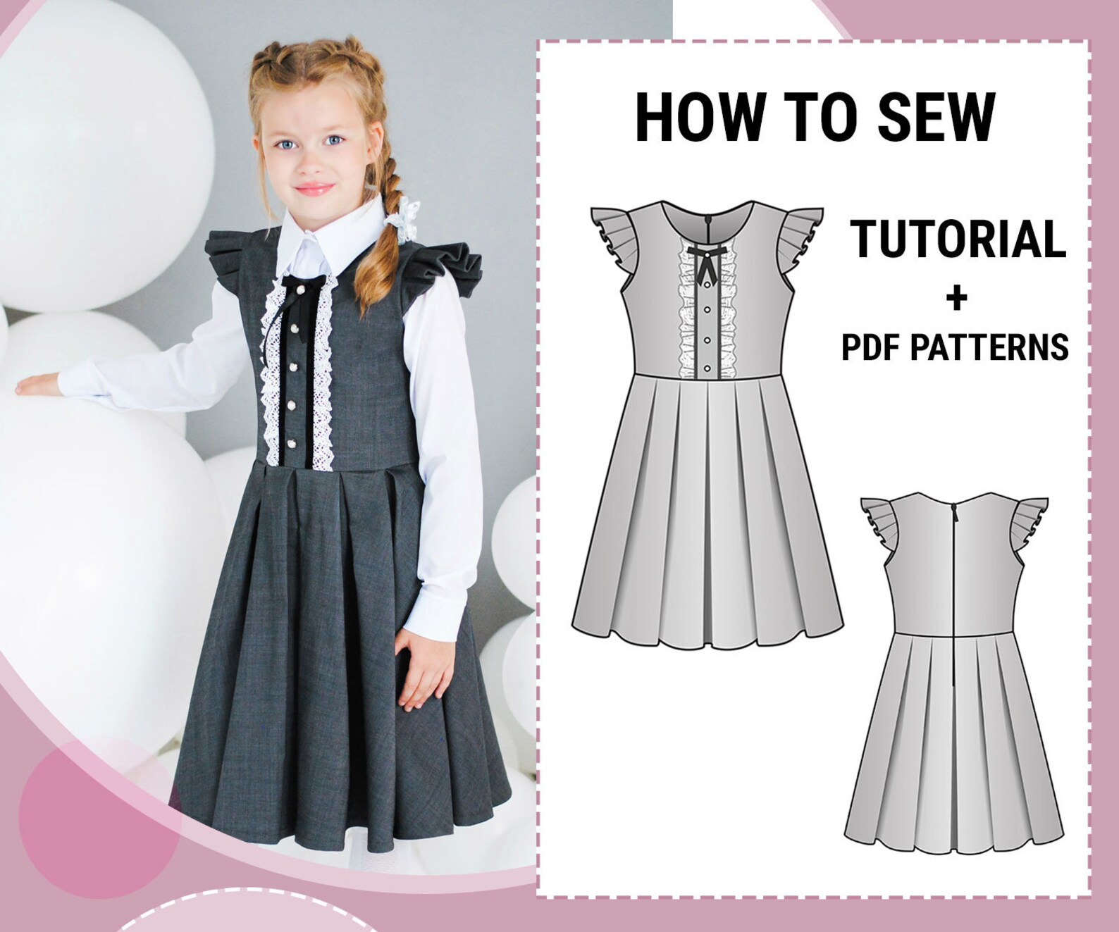 Girls' Pleated Jumper Dress Sewing Pattern / A-line Dress | Etsy