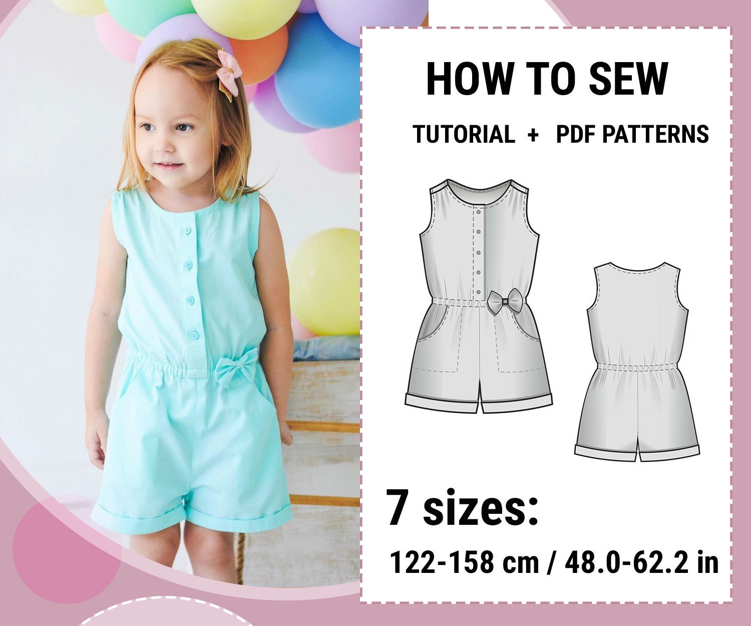summer-romper-sewing-pattern-for-girls-sizes-122-158-etsy