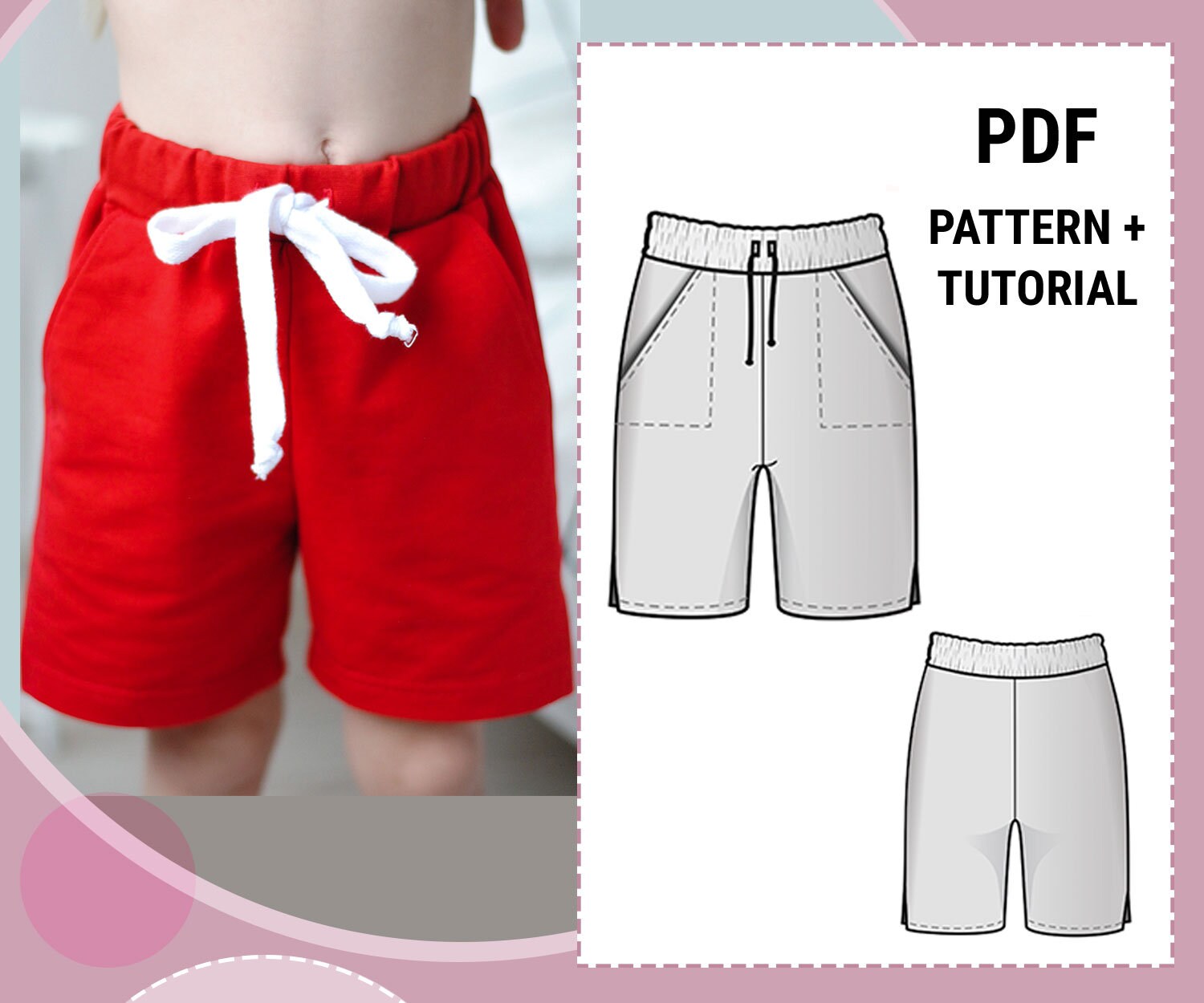 Kids' Shorts Sewing Pattern PDF / Sizes 80158 Cm / Pajama Etsy