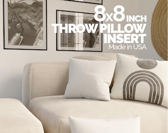 8x8 inch Throw Pillow Insert, Hypoallergenic Pillow Stuffing, Made in USA