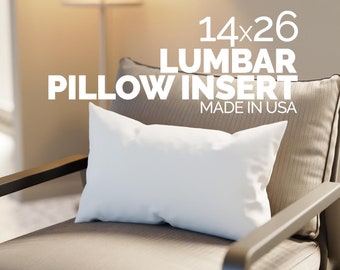 14x26 Lumbar Pillow Insert: Hypoallergenic Down Alternative, USA Made