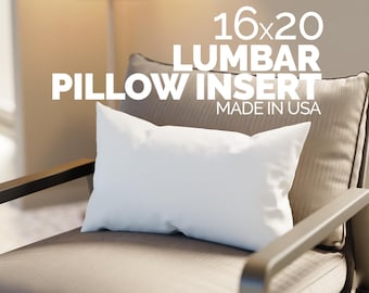 16x20 Lumbar Pillow Insert: Hypoallergenic Down Alternative, Made in USA