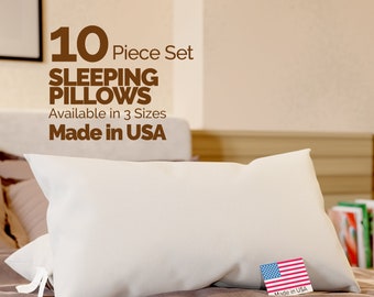 Looms & Linens Luxury Sleeping Bed Pillow Set of 10 Pieces Down Alternative, USA-Made Cool Comfortable Sleep for Back, Stomach, Side Sleeper