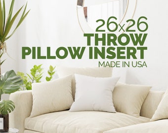 26x26 Throw Pillow Insert: Hypoallergenic Down Alternative