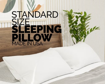 Standard Sleeping Pillow Insert: Hypoallergenic Poly Cotton, 20x26 inch, Made in USA