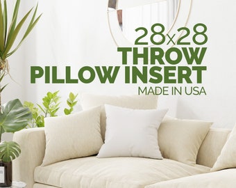 28x28 inch Throw Pillow Insert, Down Alternative, Hand Stitched